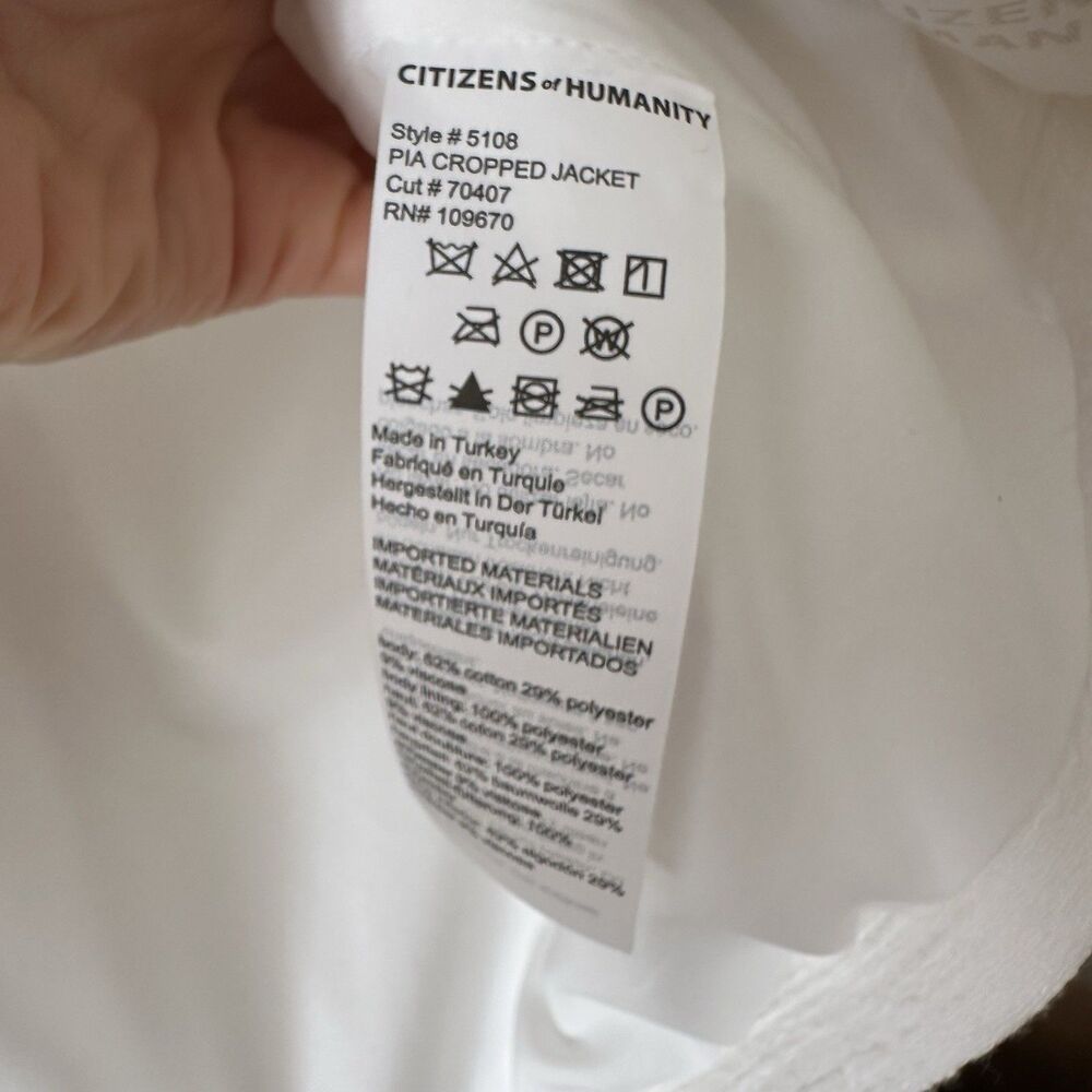 Citizens of Humanity Pia Cropped Jacket Sz Medium White Tweed Boxy Office - Picture 13 of 16